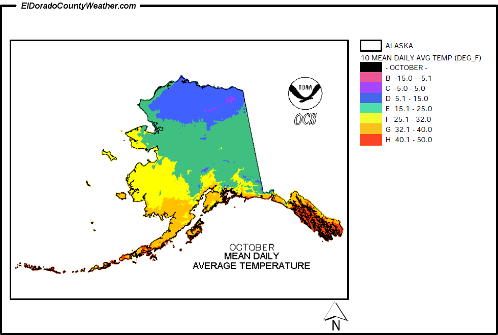 Alaska October Annual Mean Daily Average Temperature